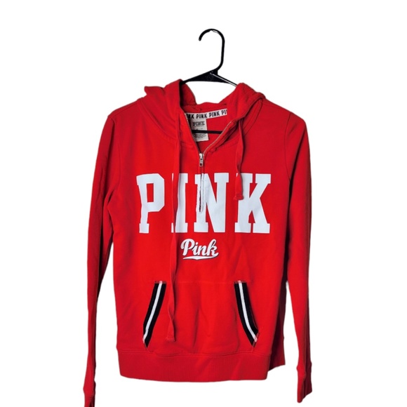 PINK Victoria's Secret Sweaters - PINK Victoria's Secret Red Hooded Sweater
